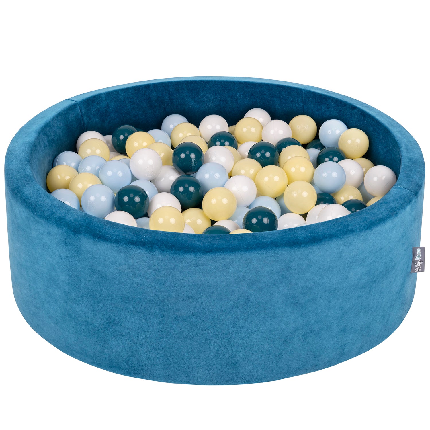 Bällebad KiddyMoon Velvet Ball Pool 90x30 cm, 200 Bälle, blau 