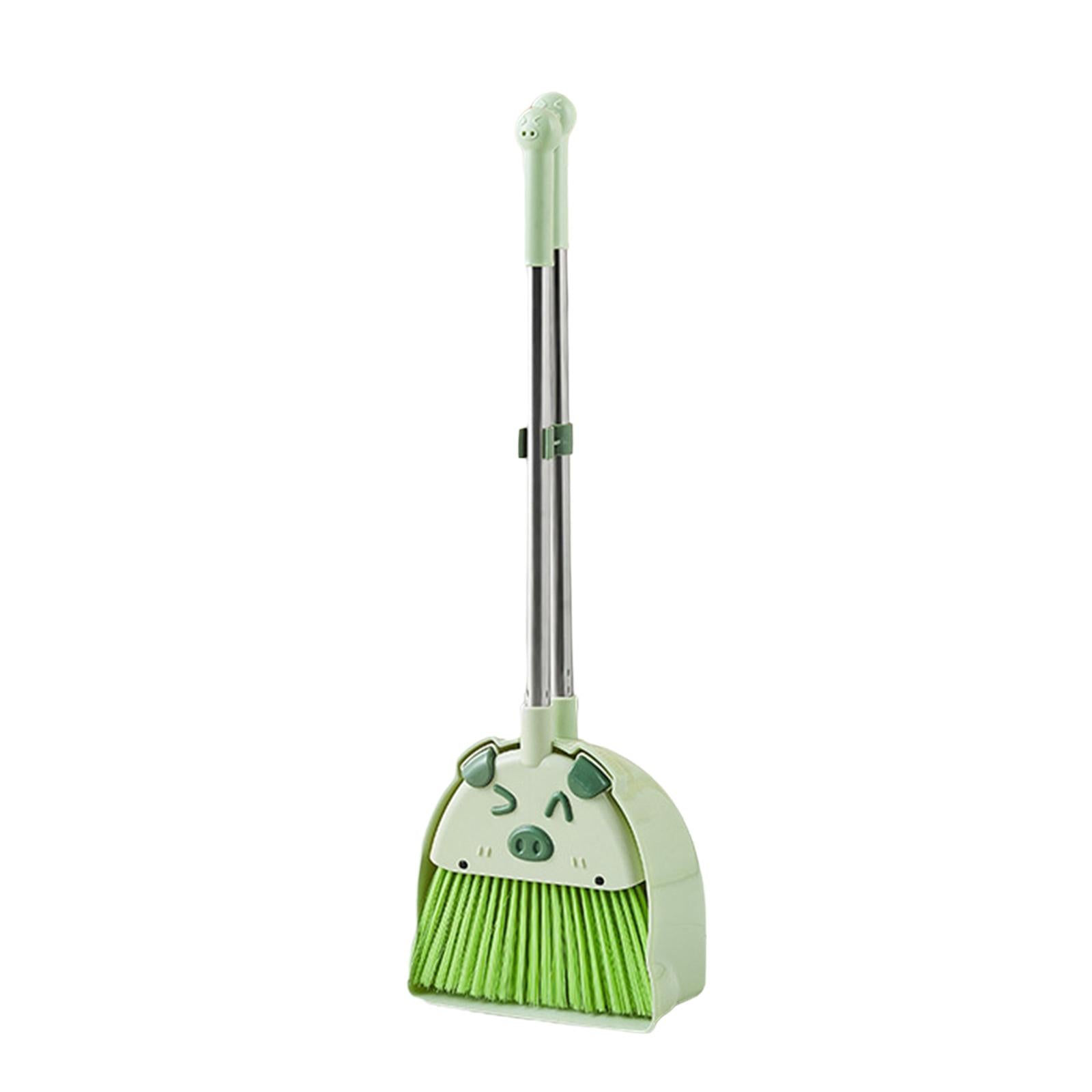 Kids Broom Dustpan Set Housekeeping Play Set Novelty Children Green