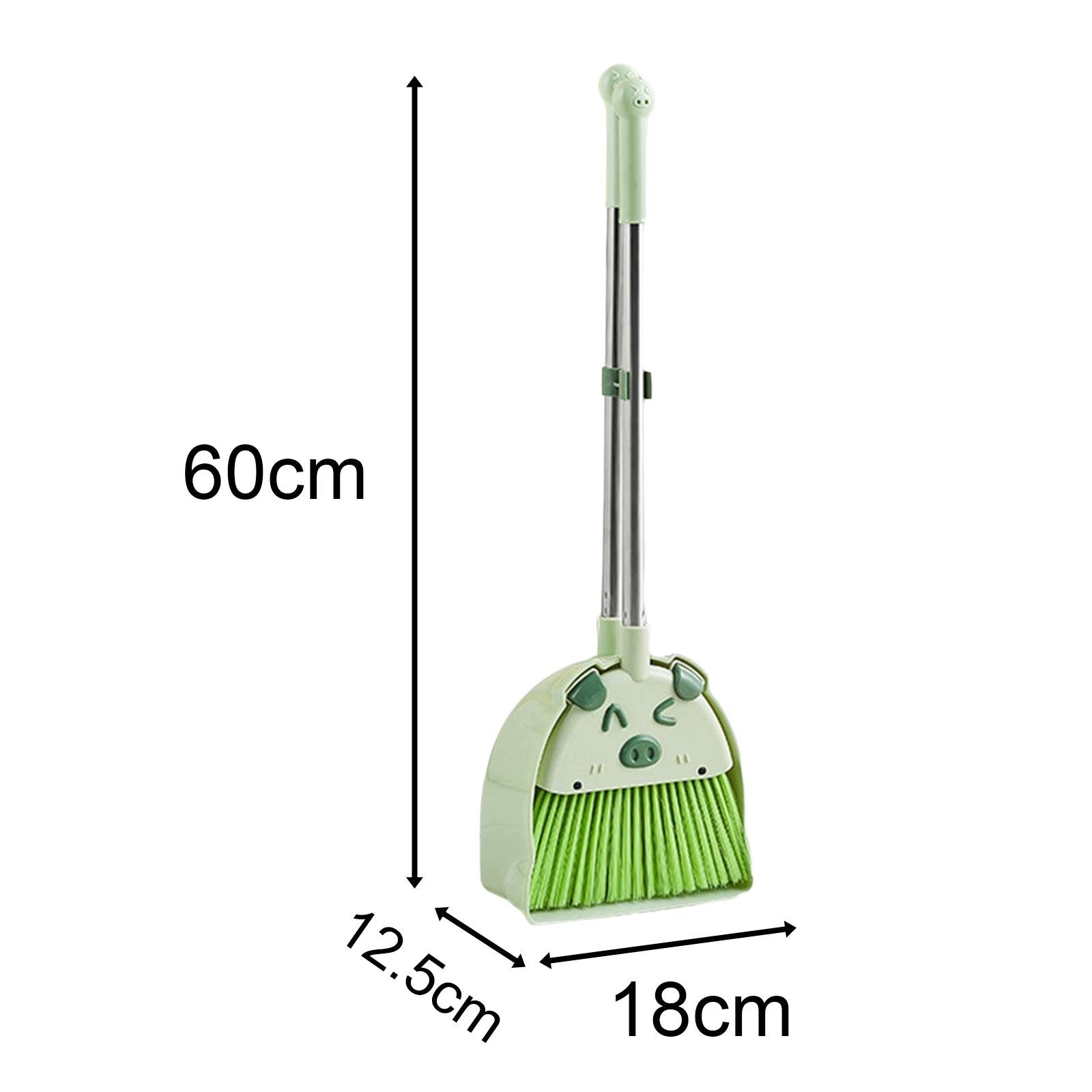 Kids Cleaning Set Toddlers Broom Dustpan Play Kit Toy Tools Helper Green Packaging status original