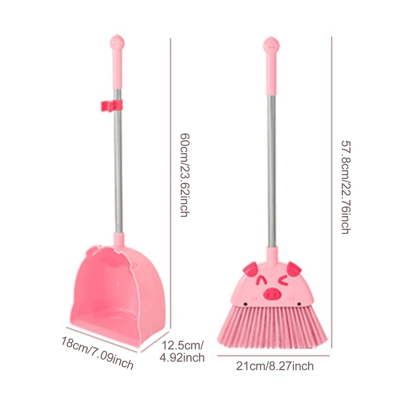 Kids Cleaning Set Toddlers Broom Dustpan Play Kit Toy Tools Helper Set Pink Packaging status original