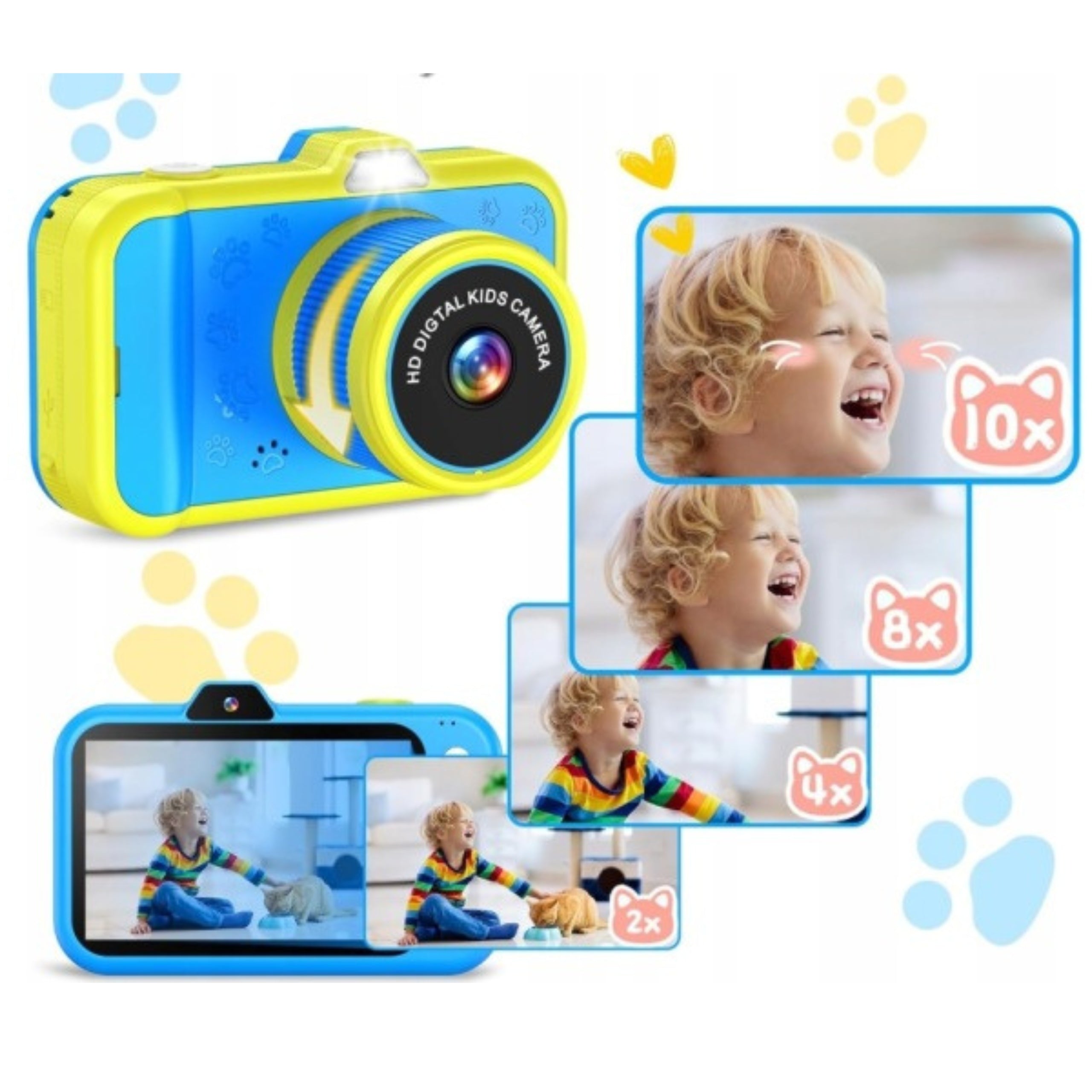 Kids Digital Camera Rotating Lens 360 Zoom 10x 32GB 1080P Card Manufacturer code Aparat Cyfrowy dla Dzieci Obrotowy Obiektyw