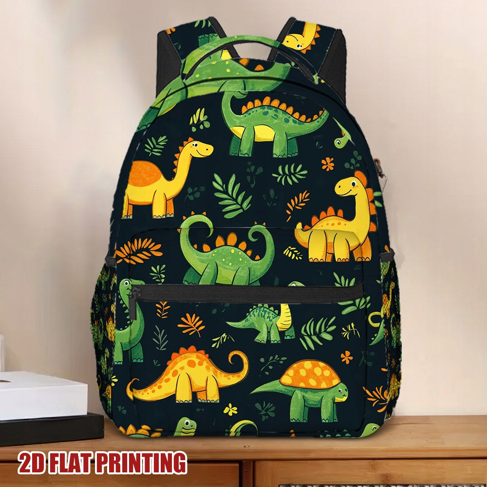 Kids Dinosaur Backpack for School, Work, and Travel - T-Rex & Triceratops Print