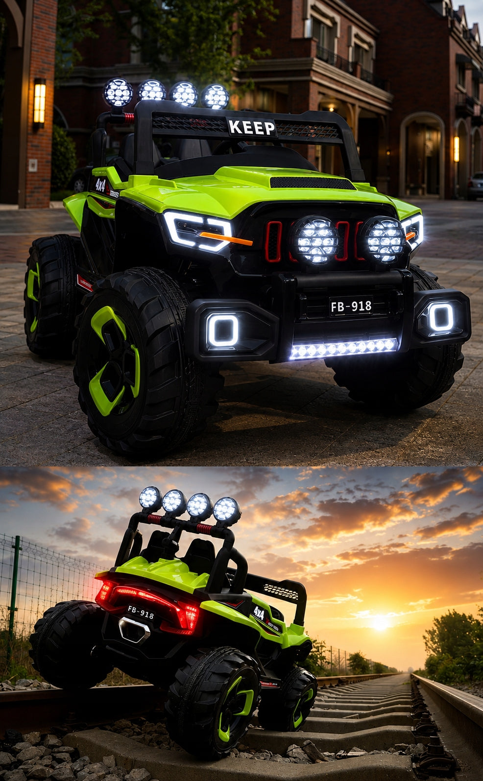 Kids Electric Car 4x4 Jeep Remote Control LED Car Battery Operated 4x100 Manufacturer code 918