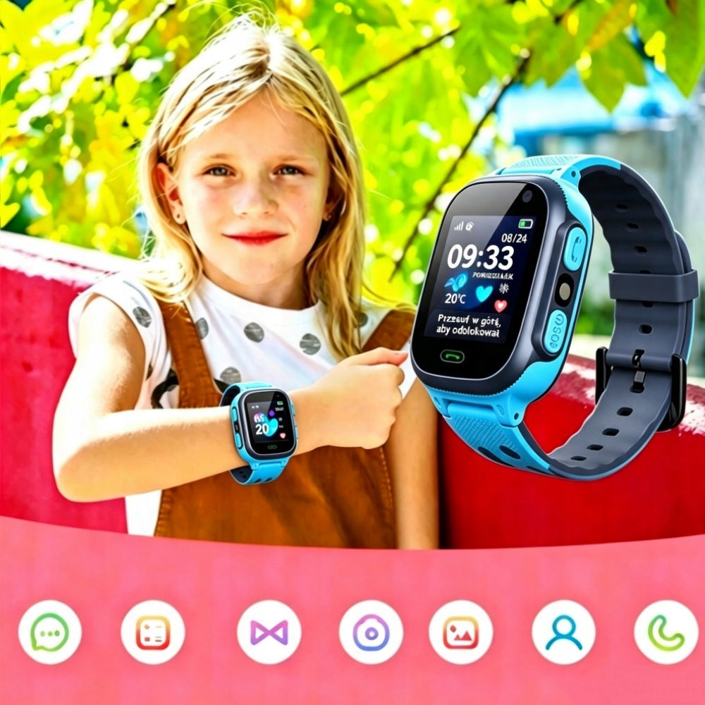 Kids GPS Smart Watch Two-Way Call Safety Protection ABS+Silicone Blue Brand no brand