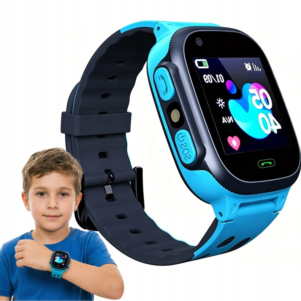 Kids GPS Smart Watch Two-Way Call Safety Protection ABS+Silicone Blue
