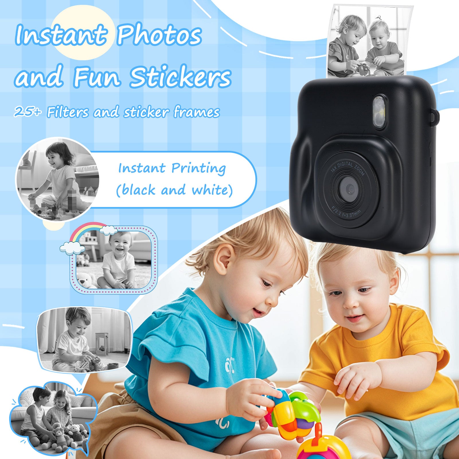 Kids Instant Print Camera 48MP Dual Objects Socooler LW Model 8449HSZB