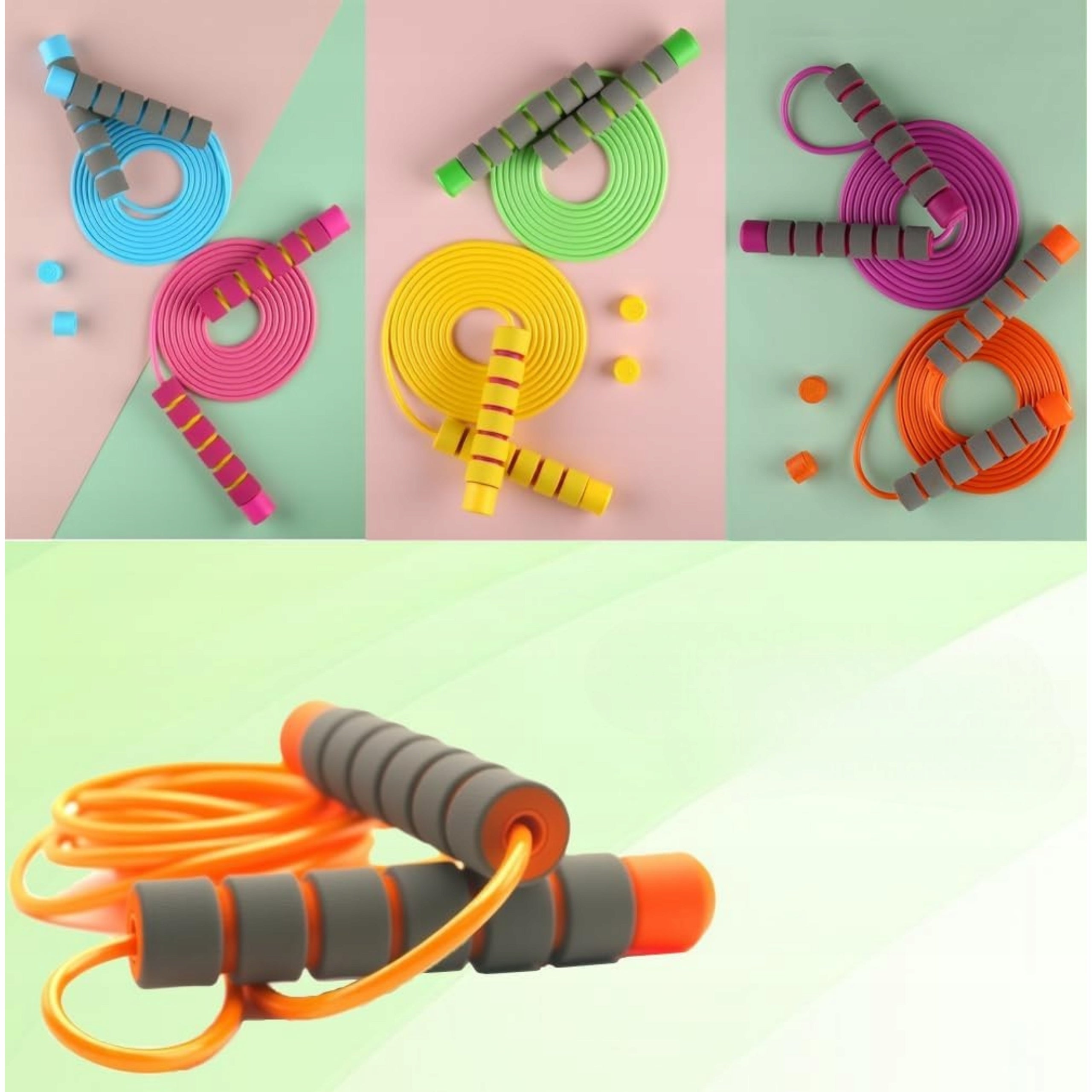 Kids Jump Rope, Adjustable Foam, 2.8m, 2-Pack, Blue & Purple Manufacturer code B0C98YKPR5