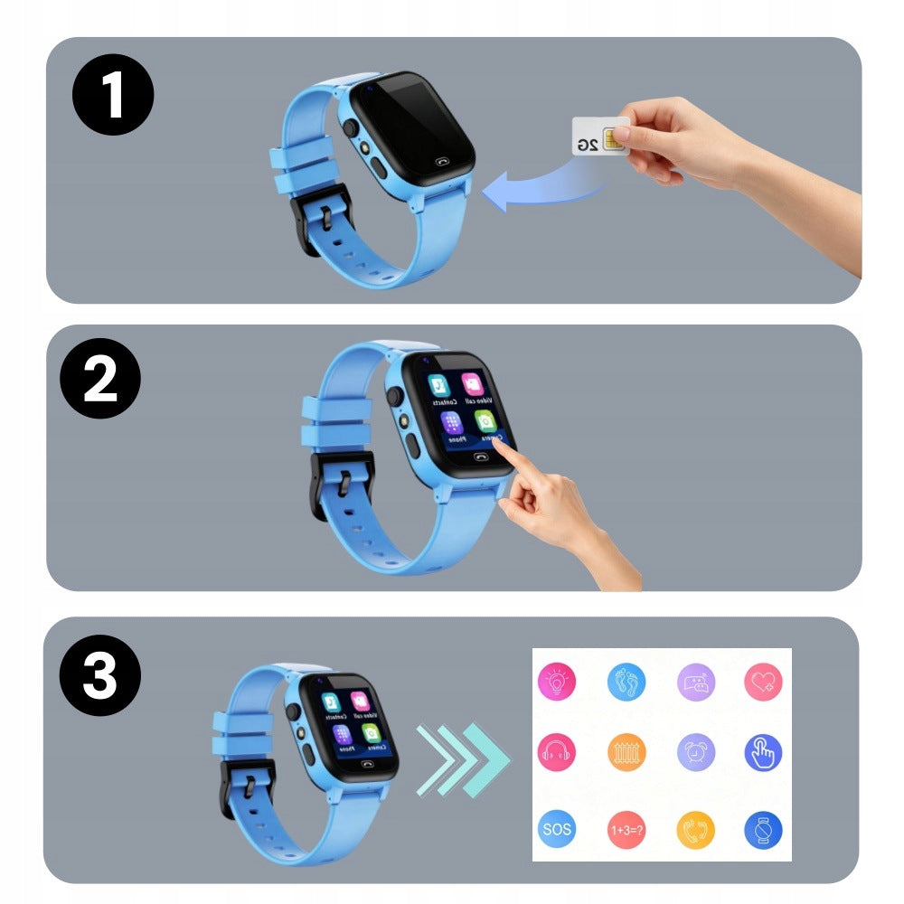 Kids Smart Watch GPS Location Two-Way Call Multifunctional Blue Packaging status original