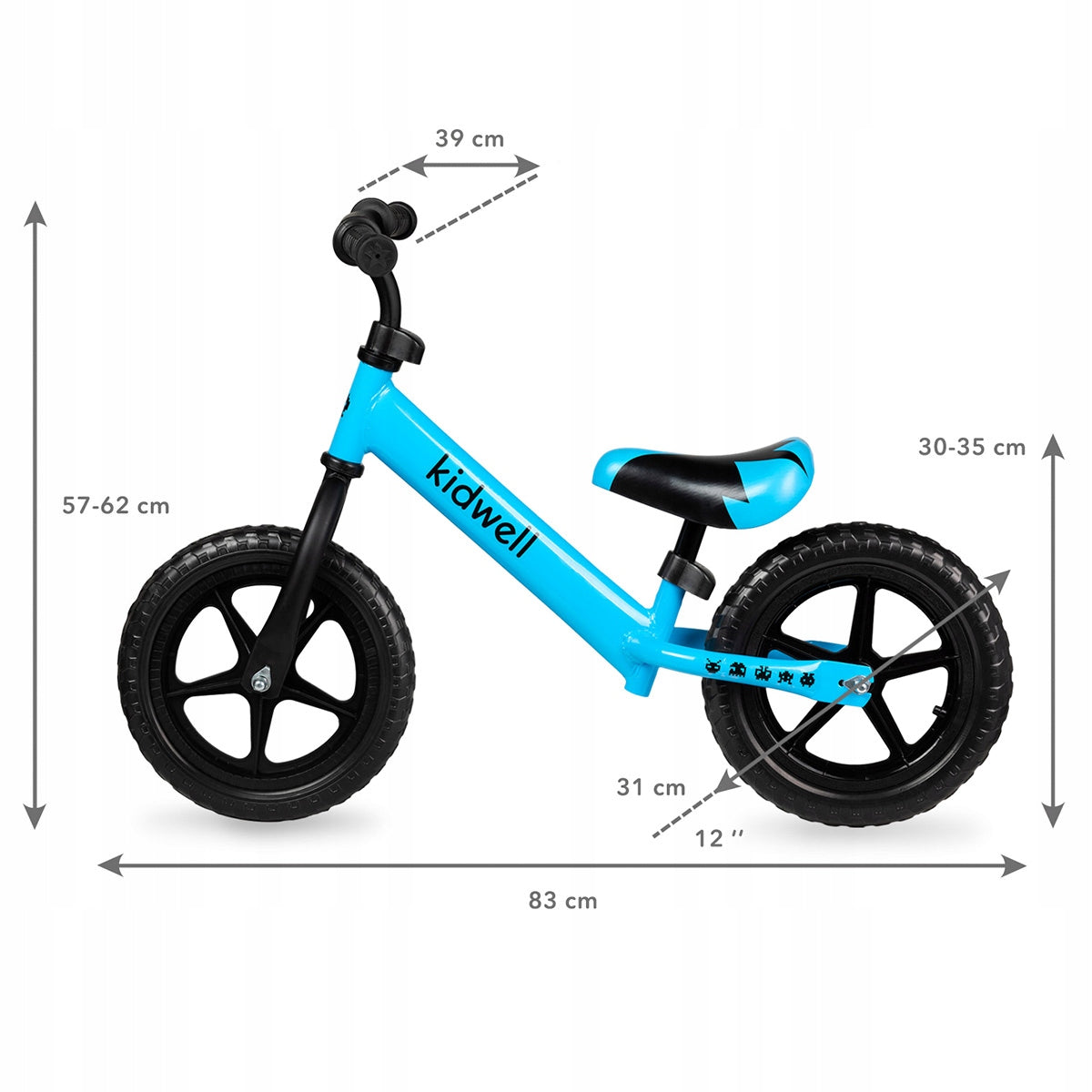 Kidwell BALANCE BIKE REBEL WHEELS 12" LIGHTWEIGHT ADJUSTABLE Blue Manufacturer code ROBIREL01A0