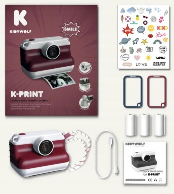 Kidywolf - Camera with K-PRINT printer, red Packaging status original