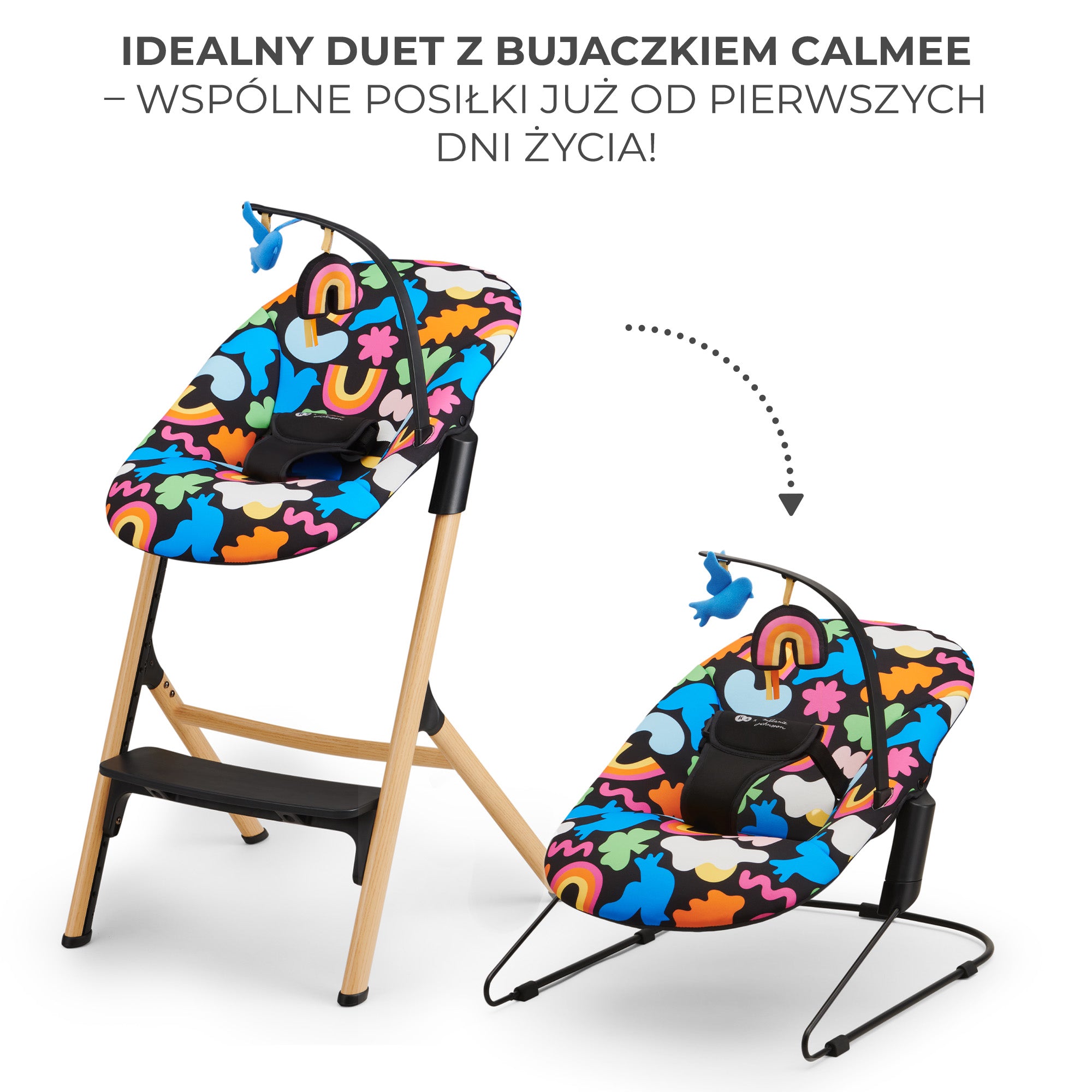 Kinderkraft 4in1 LIVY Happy Shapes Adjustable Highchair Brand Kinderkraft