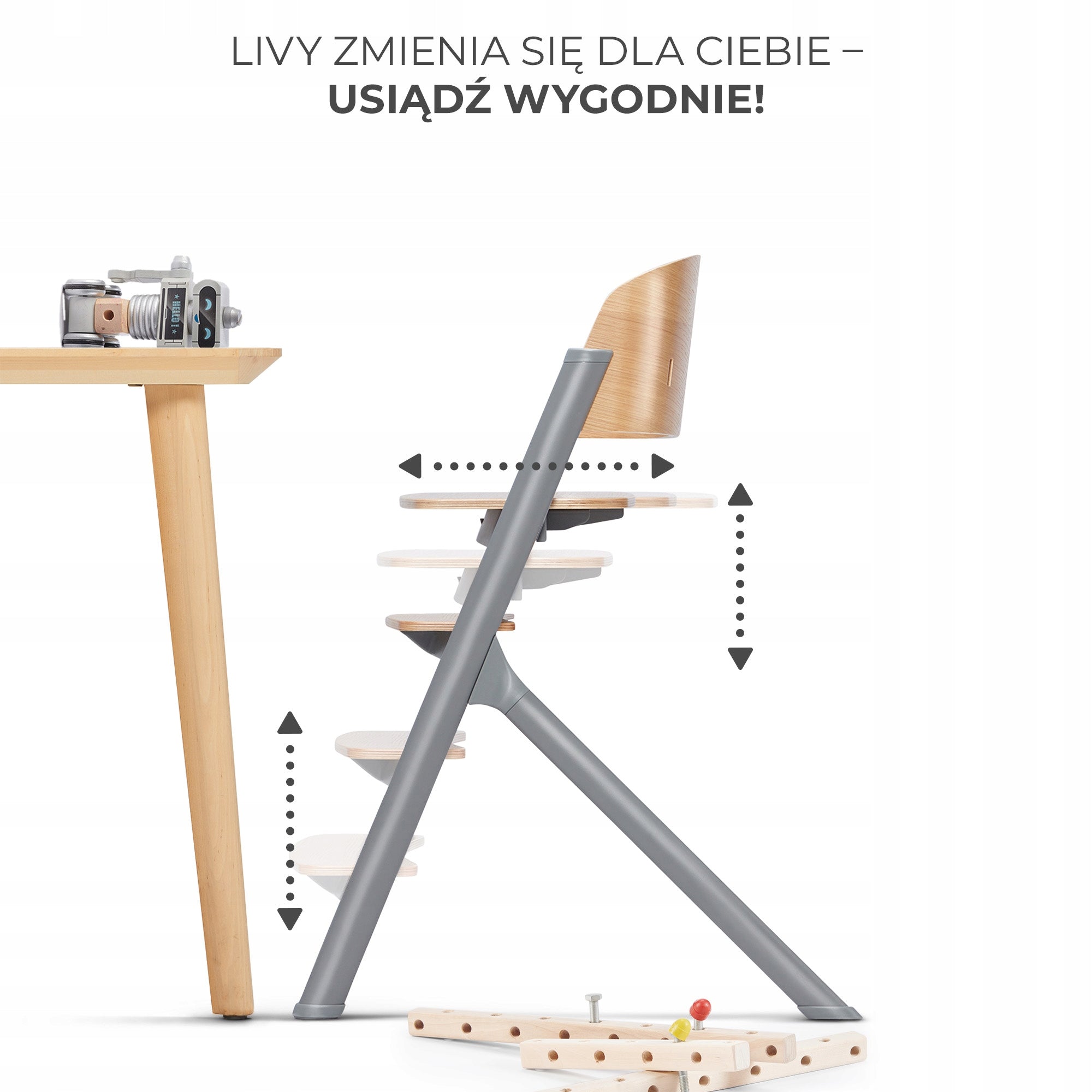Kinderkraft 4in1 LIVY Happy Shapes Adjustable Highchair Manufacturer code KHLICA00HAP0000