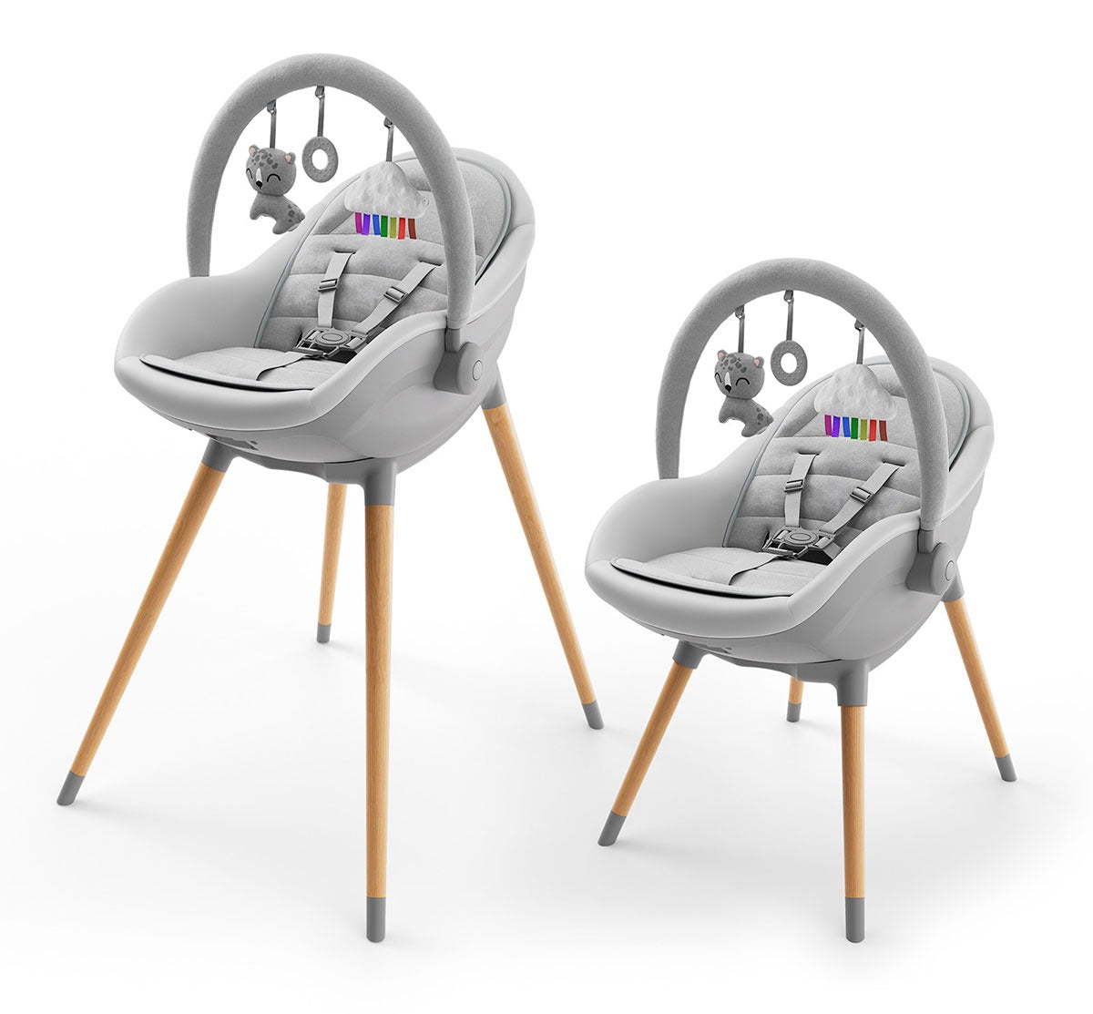 Kinderkraft Fini Up Feeding Chair 2in1 Sun Lounger Armchair Up to 20kg |Grey