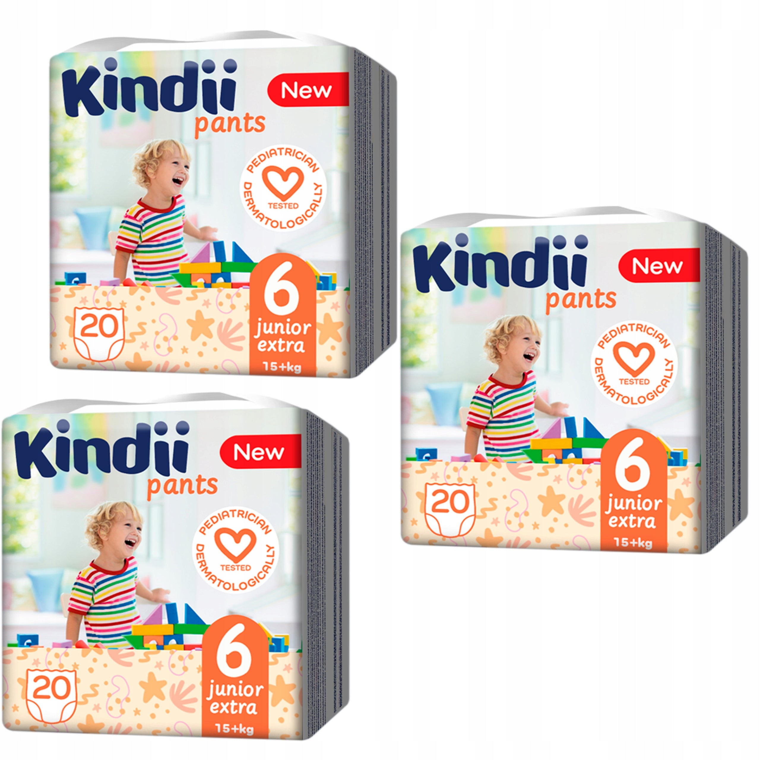 Kindii Absorbent diapers junior extra size 6 (15+ kg) 20 pieces x 3