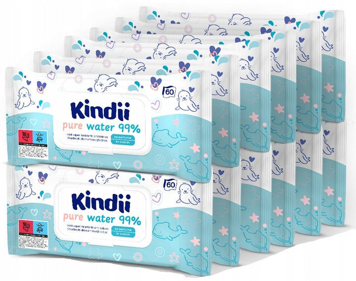 Kindii pure water wet wipes 12x60 pieces