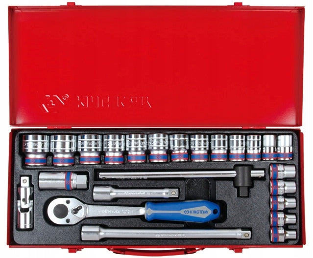 King Tony SOCKET SET 1/2" 24pcs SHORT 12-ANGLE WITH RATCHET 4028MR