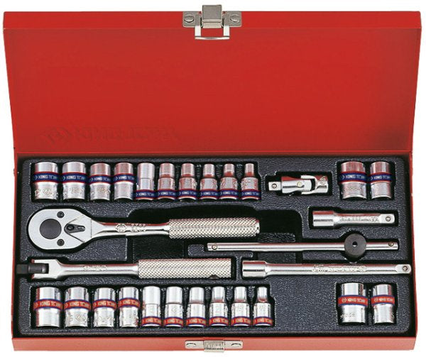 King Tony Sockets Ratchet 1/4" INCH METRIC 12Angle 30Parts 2030CR