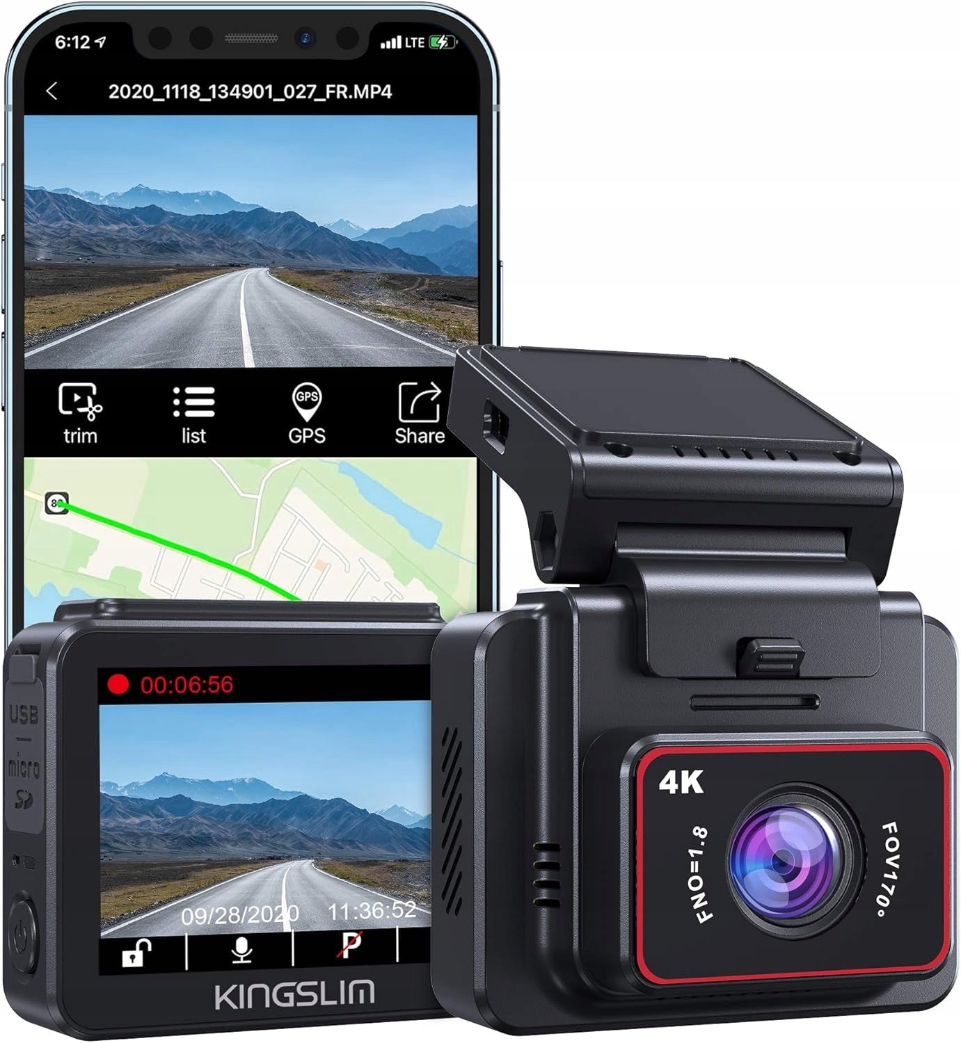 Kingslim WiFi 4K Night Vision Front Car Camera