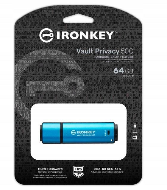 Kingston 64GB IronKey Vault Privacy 50C AES-256 FIPS-197 Encryption Packaging status original