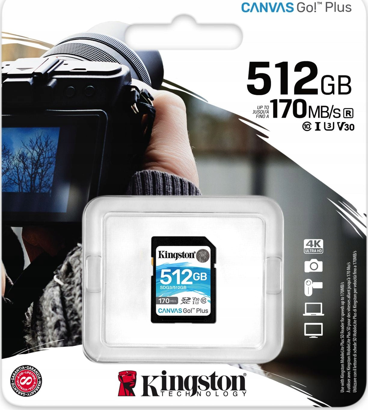Kingston Canvas Go! Plus SDXC 512GB Class 10 UHS-I/U3 V30 Card capacity 512 GB