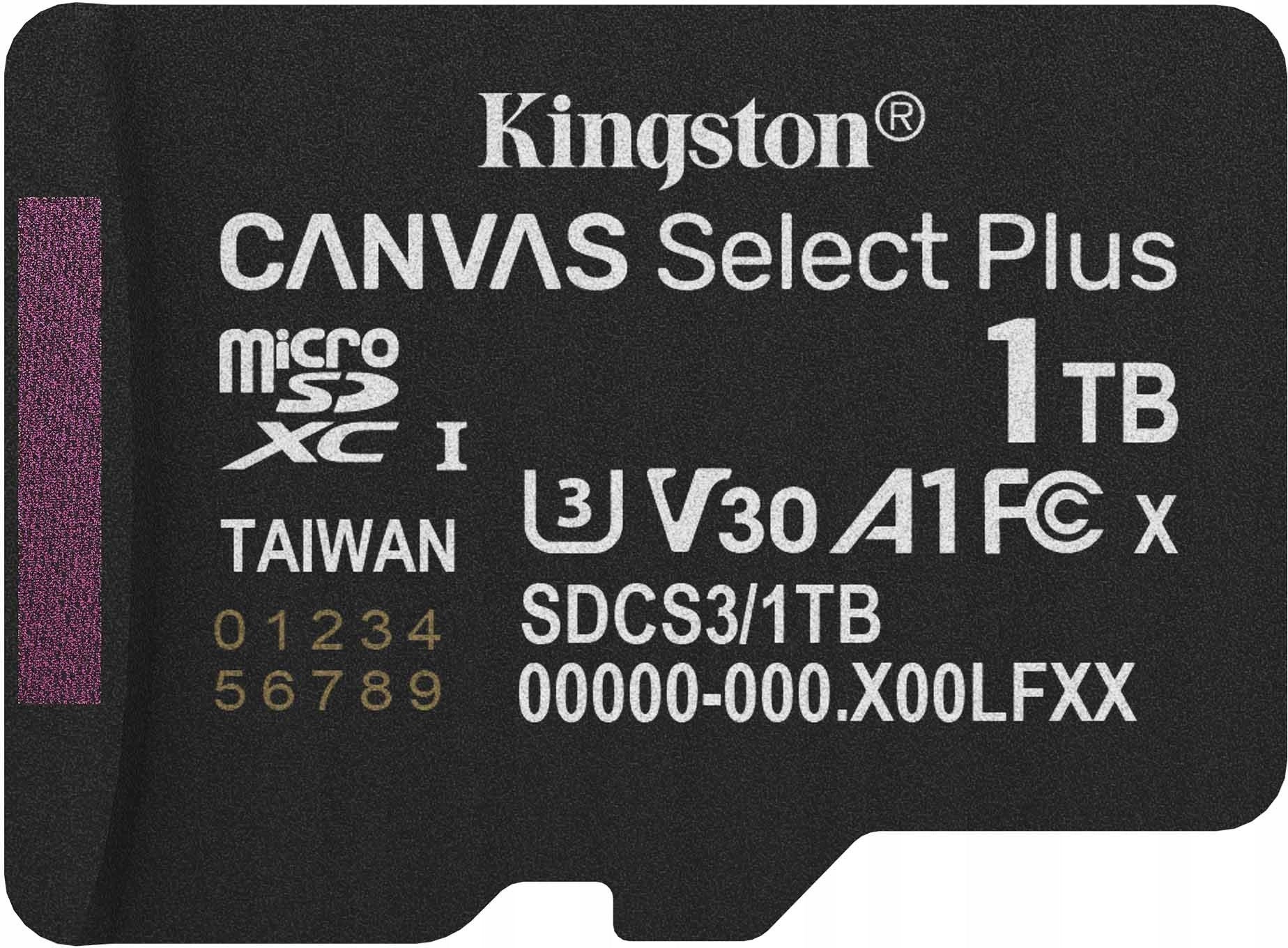 Kingston Canvas Select Plus MicroSDXC 1TB UHS-I/U1 A1 V10 Card
