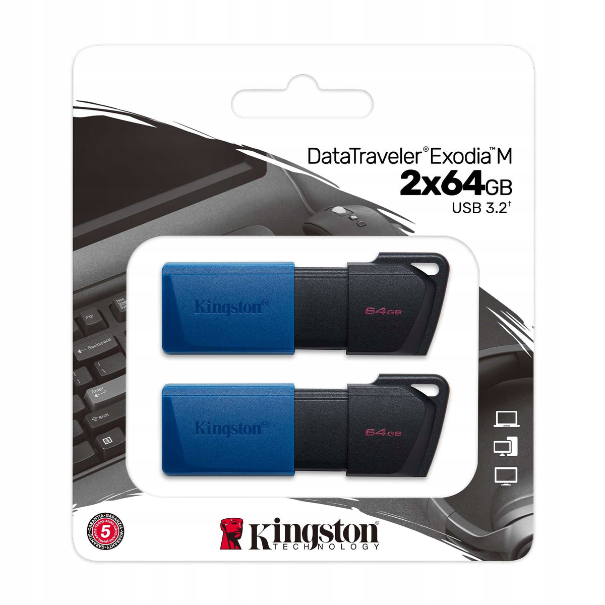 Kingston DTXM/64GB-2P USB Flash Drive Two Pack 64GB DataTraveler Exodia M Pendrive