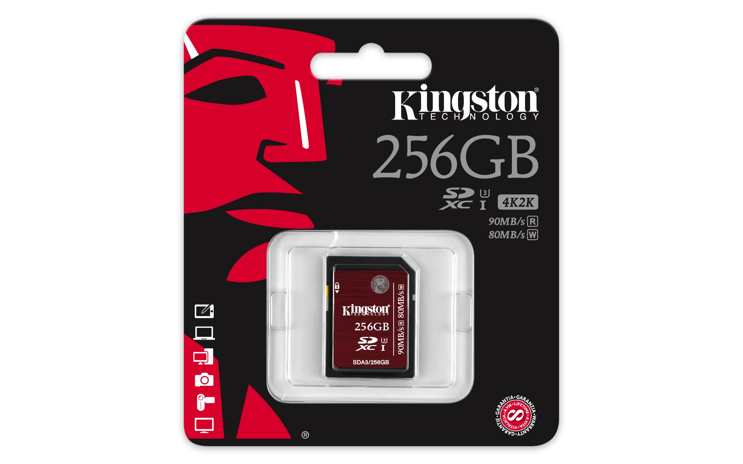 Kingston SDXC 256GB UHS-I U3 SDA/256GB 90MB/s 4K2K SDA3/256GB Manufacturer code SDA3/256GB