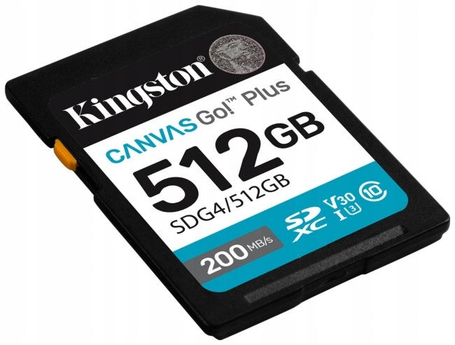 Kingston SDXC Canvas Go Plus Gen4 512GB C10 UHS-I U3 V30 Manufacturer code SDG4/512GB