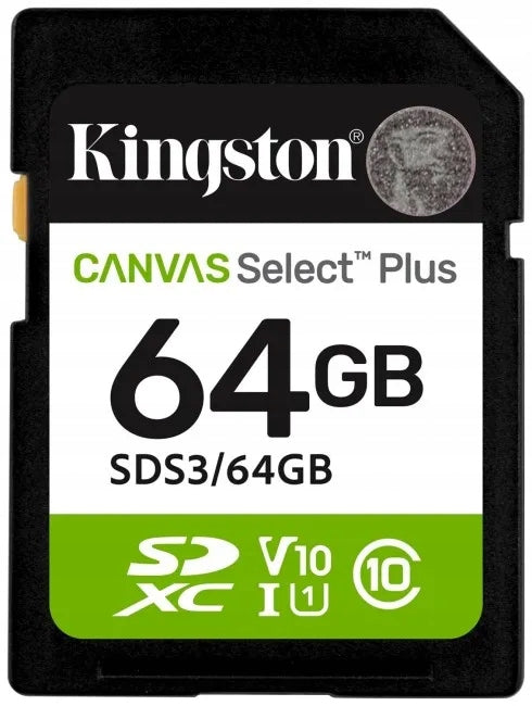 Kingston SDXC Canvas Select Plus Memory Card 64GB 100R Class 10 UHS-I A1