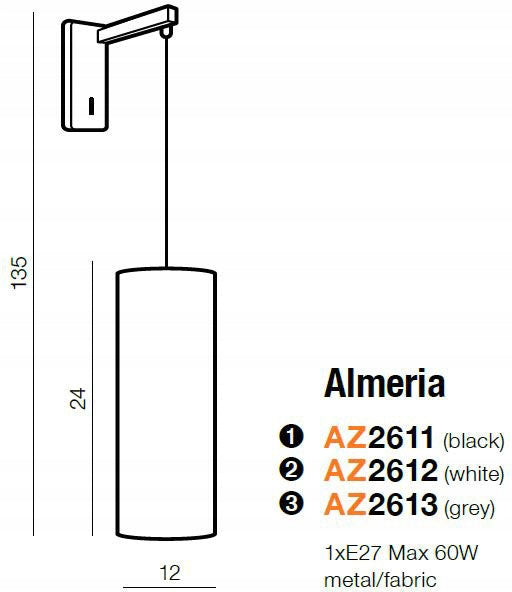 Azzardo Wandleuchte Almeria Schwarz 