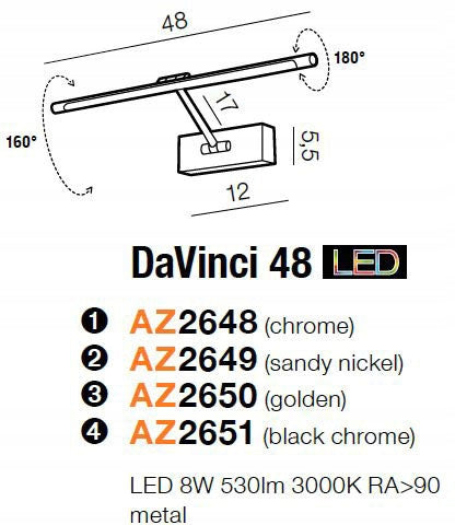 Sieninis šviestuvas AZzardo Davinci AZ2648
