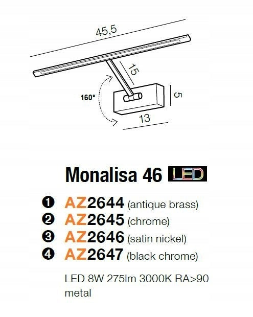 Sieninis šviestuvas AZzardo Monalisa AZ2645