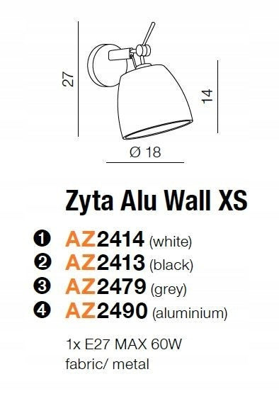 Azzardo Wandleuchte Zyta Alu Wall XS AZ2490 