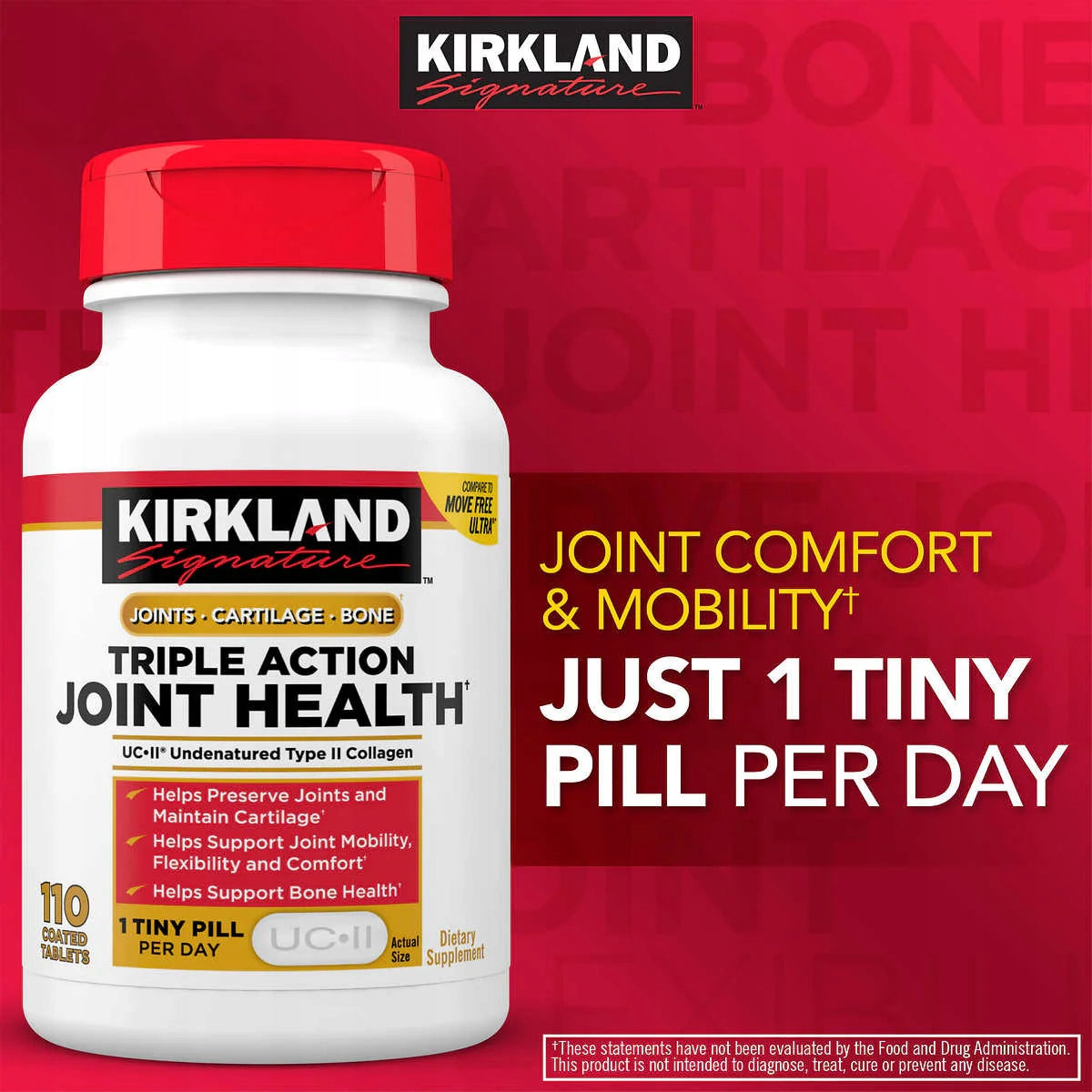 Kirkland Signature Triple Action Joint Health, 110 Tablets Form tablets