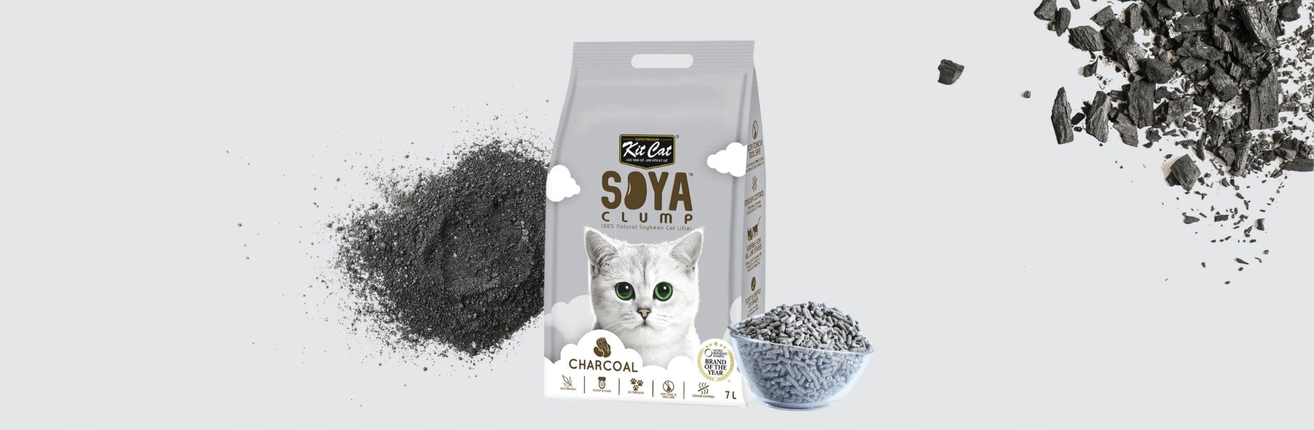Kit Cat Soya Clump litter – Activated carbon 7L/2,5kg Manufacturer code KC-9392