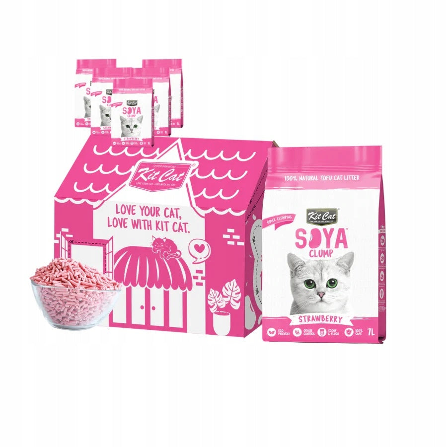 Kit Cat Soya Clump litter- Strawberry 7L