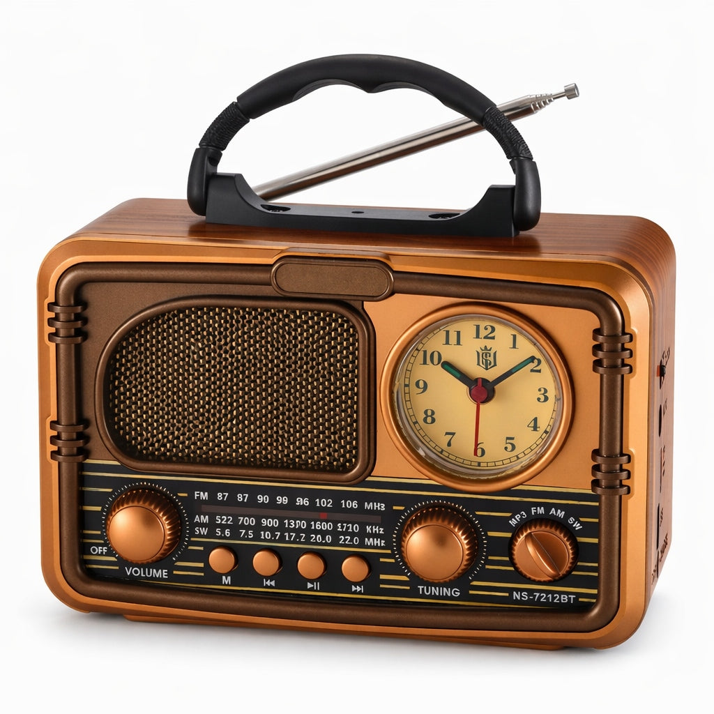 Kitchen Clock Radio Portable FM Rechargeable with Bluetooth USB