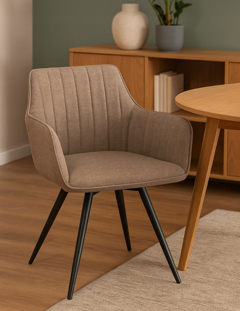 Kitchen Dining Chair Quilted Swivel Loft Beige BALLO Brand Signal