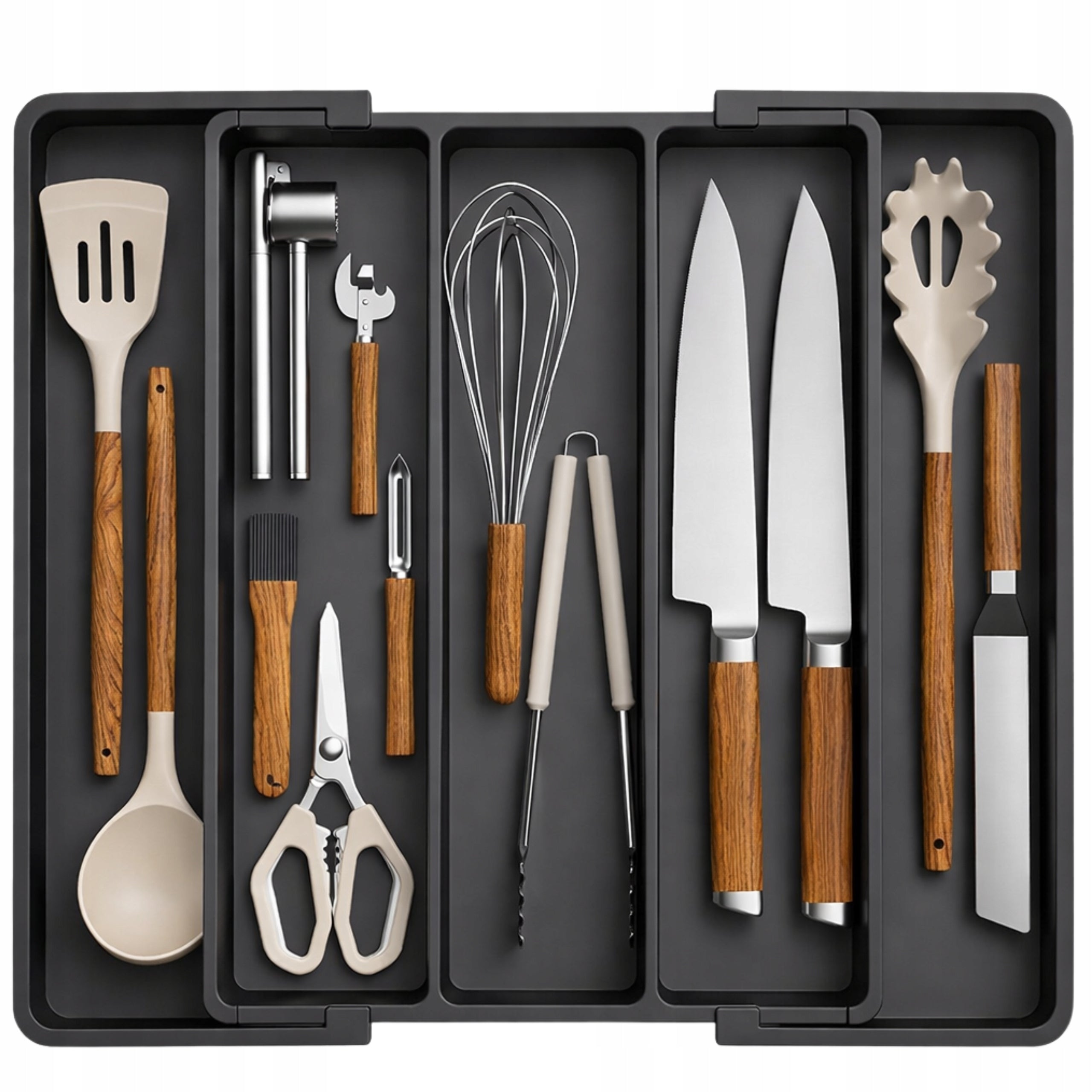 Kitchen Drawer Cutlery Sliding Organizer Cartridge Black Partitions Brand EdiBazzar