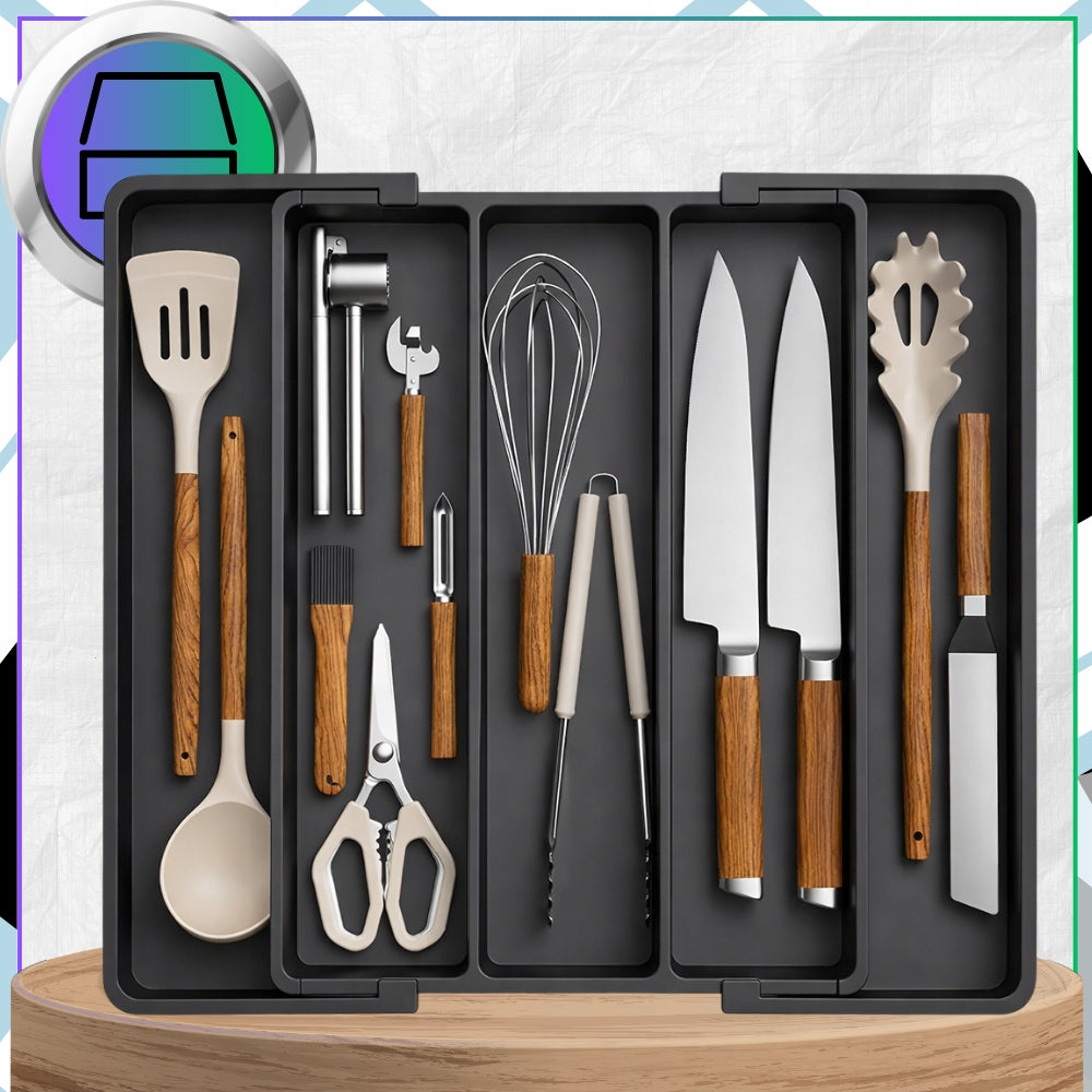 Kitchen Drawer Cutlery Sliding Organizer Cartridge Black Partitions Kind drawer organizer