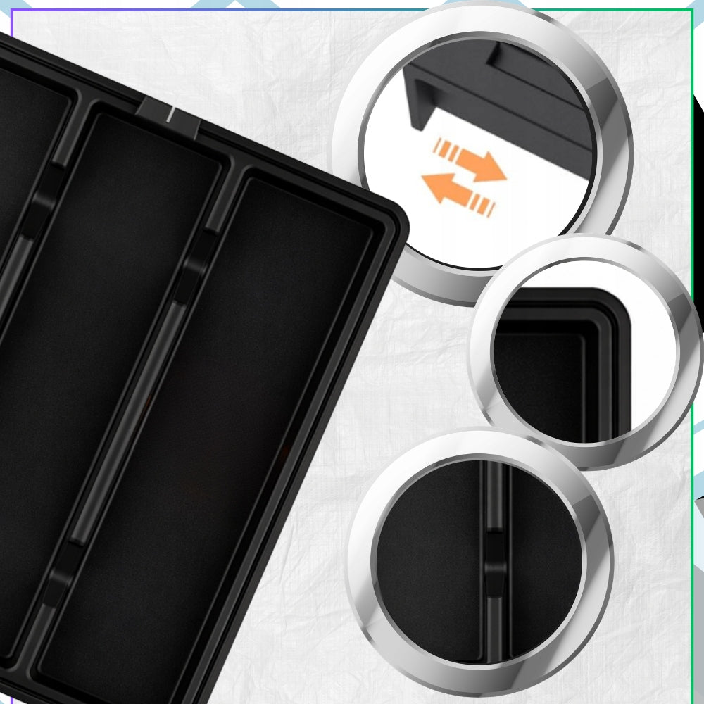Kitchen Drawer Cutlery Sliding Organizer Cartridge Black Partitions Length 38 cm