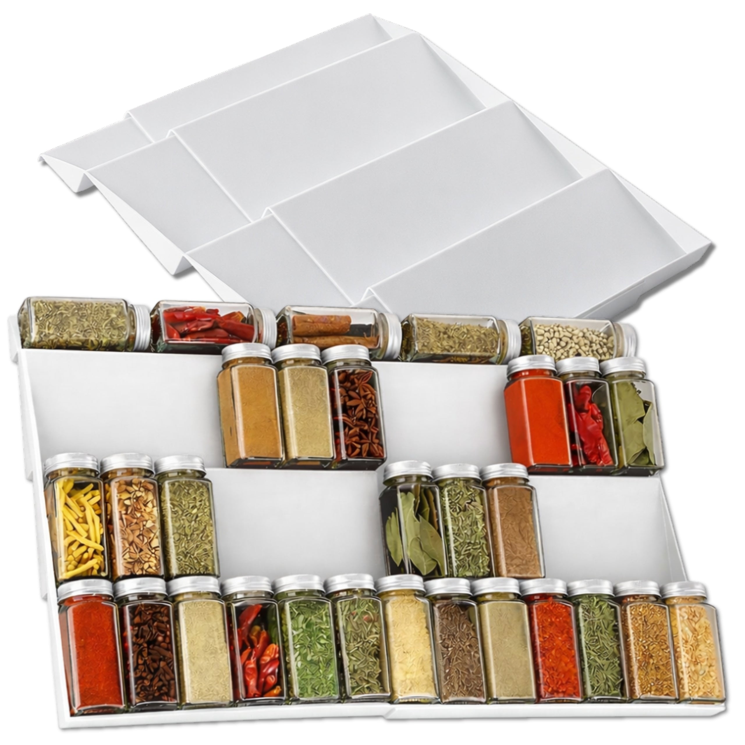 Kitchen Drawer Organizer for Spices Refill Box Extendable White Brand EdiBazzar