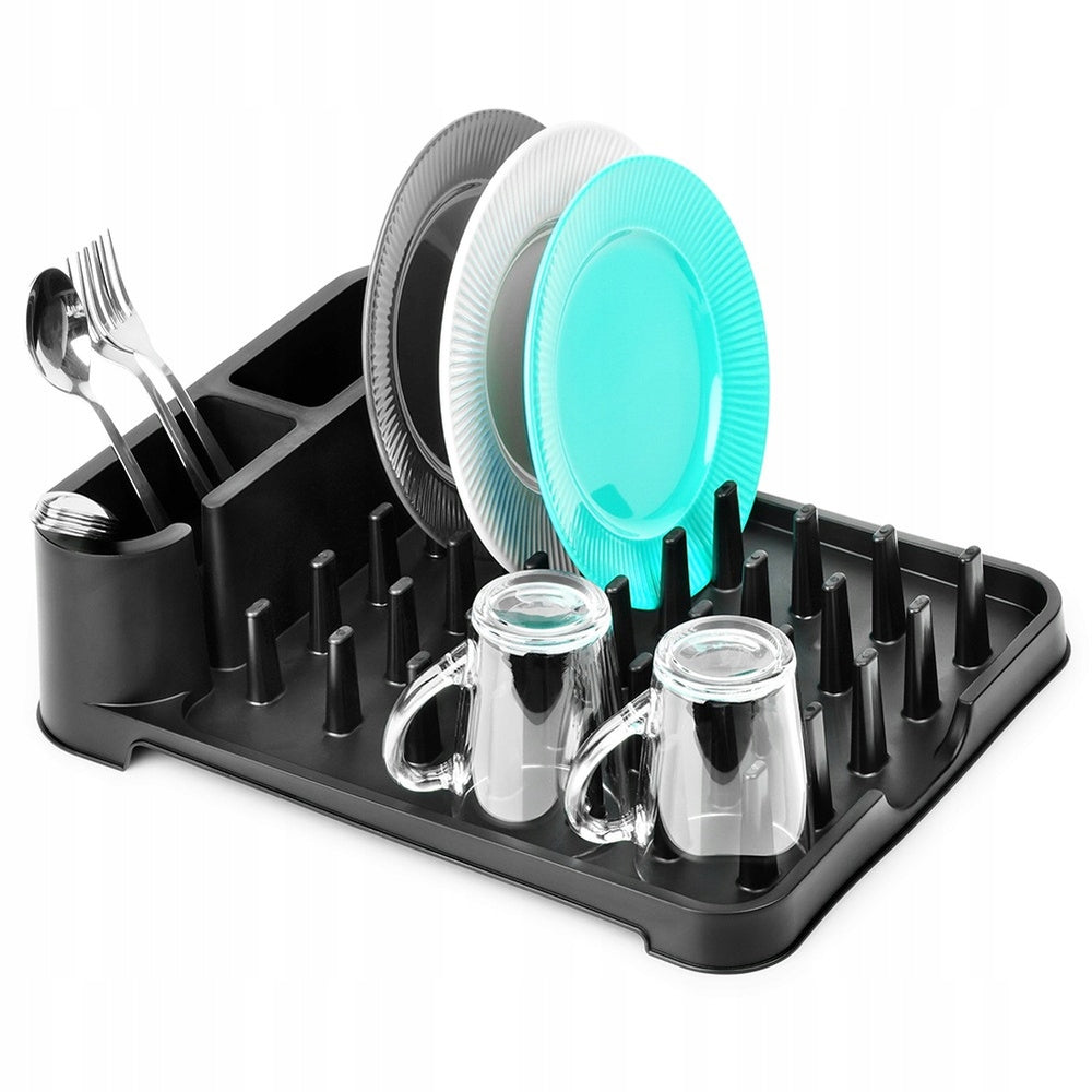 Kitchen Dryer Dish Drainer Plates Cups Single Tier Black