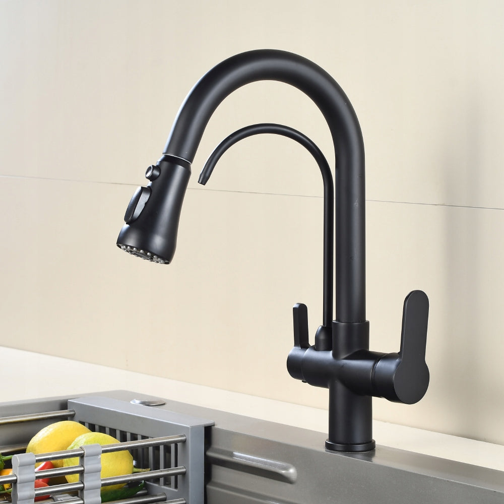 Kitchen Faucet CHDE Three-Way Black BRASS SPOUT WW Packaging status original