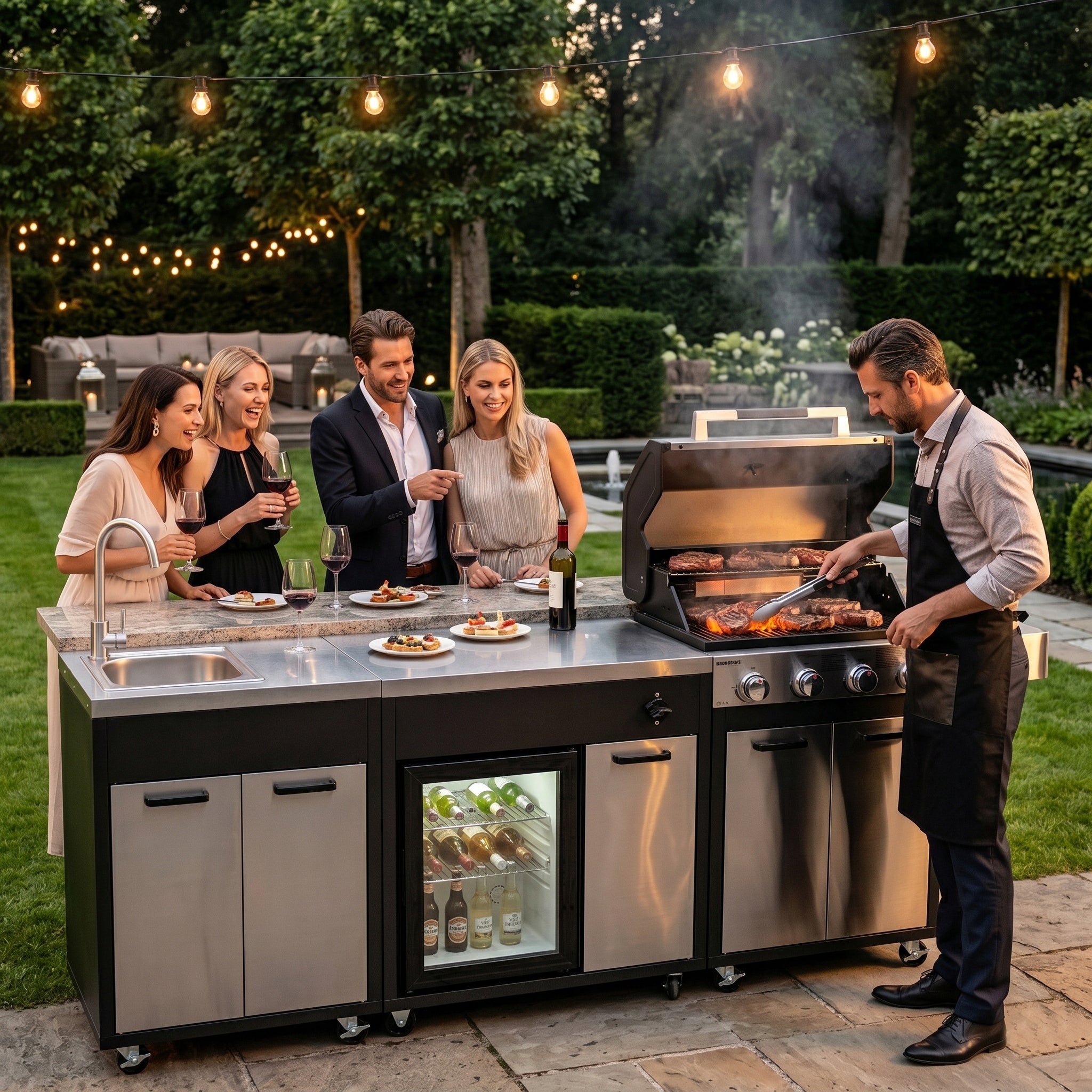 Kitchen Garden Gas BBQ REFRIGERATOR SINK FAUCET SIDE GAS BURNER WHEELS Number of burners 5