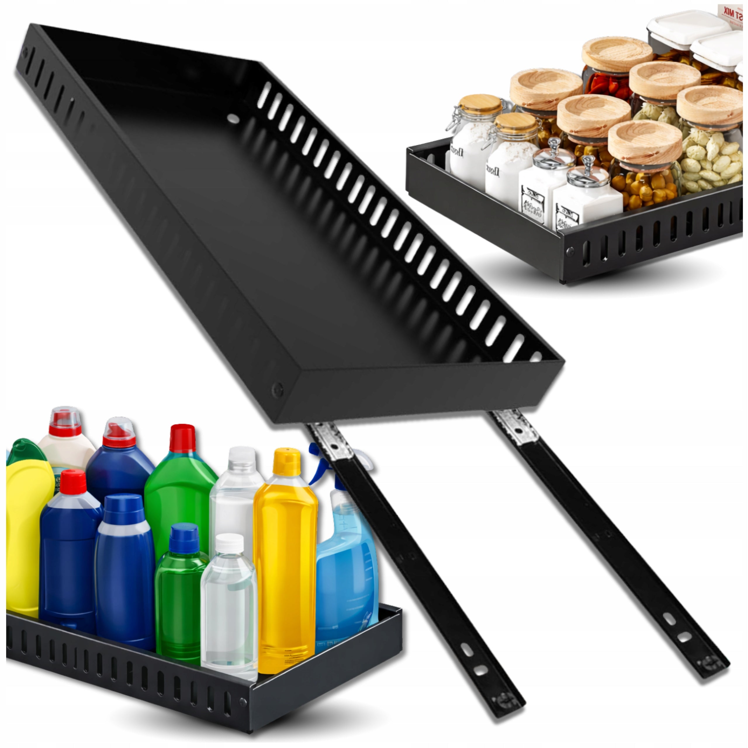 Kitchen Retractable Organizer For Cabinet Stand Black Spice Shelf Manufacturer code Organizer wysuwany do szafki na garnki