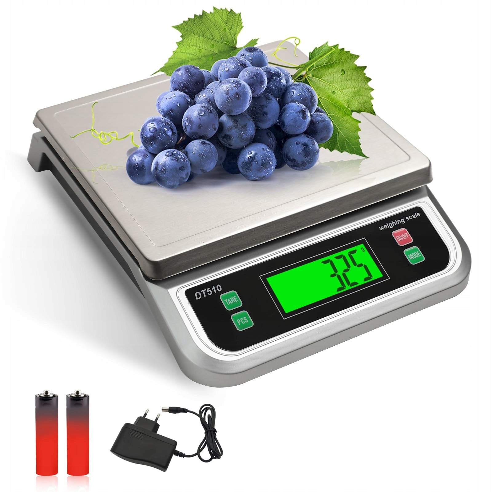 Kitchen Scale Gastronomic 40 kg LCD INOX Tara PCS 1 g Steel 40KG Precision