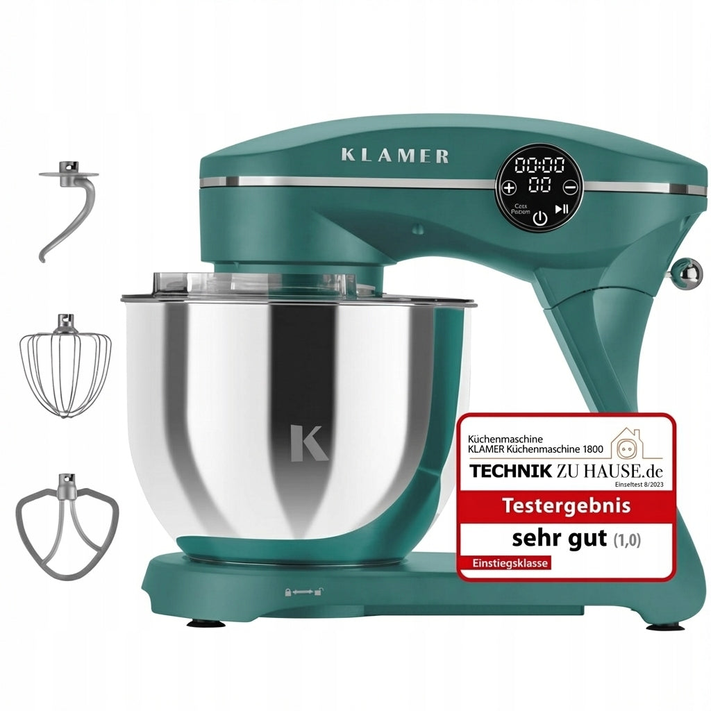 Kitchen mixer KLAMER 1800W, dough kneading machine with 6-liter bowl