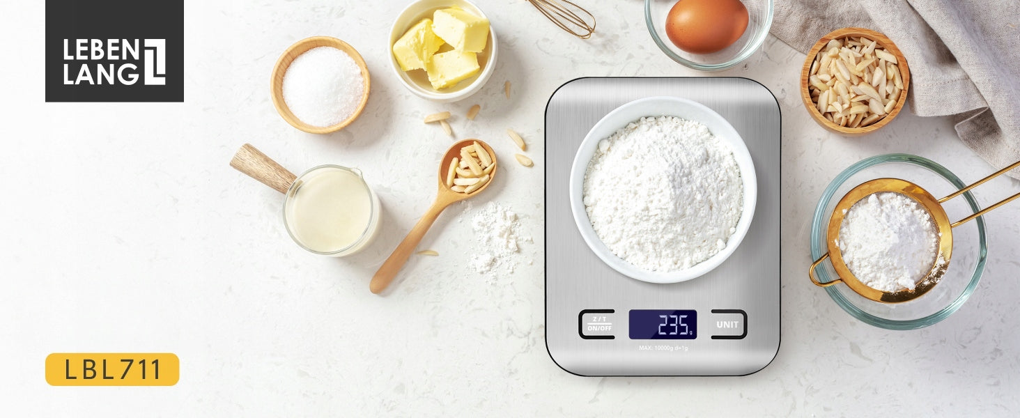 Kitchen scale ELECTRONIC PRECISION LEBENLANG USB 10kg/1g TARA LCD Maximum load 10 kg
