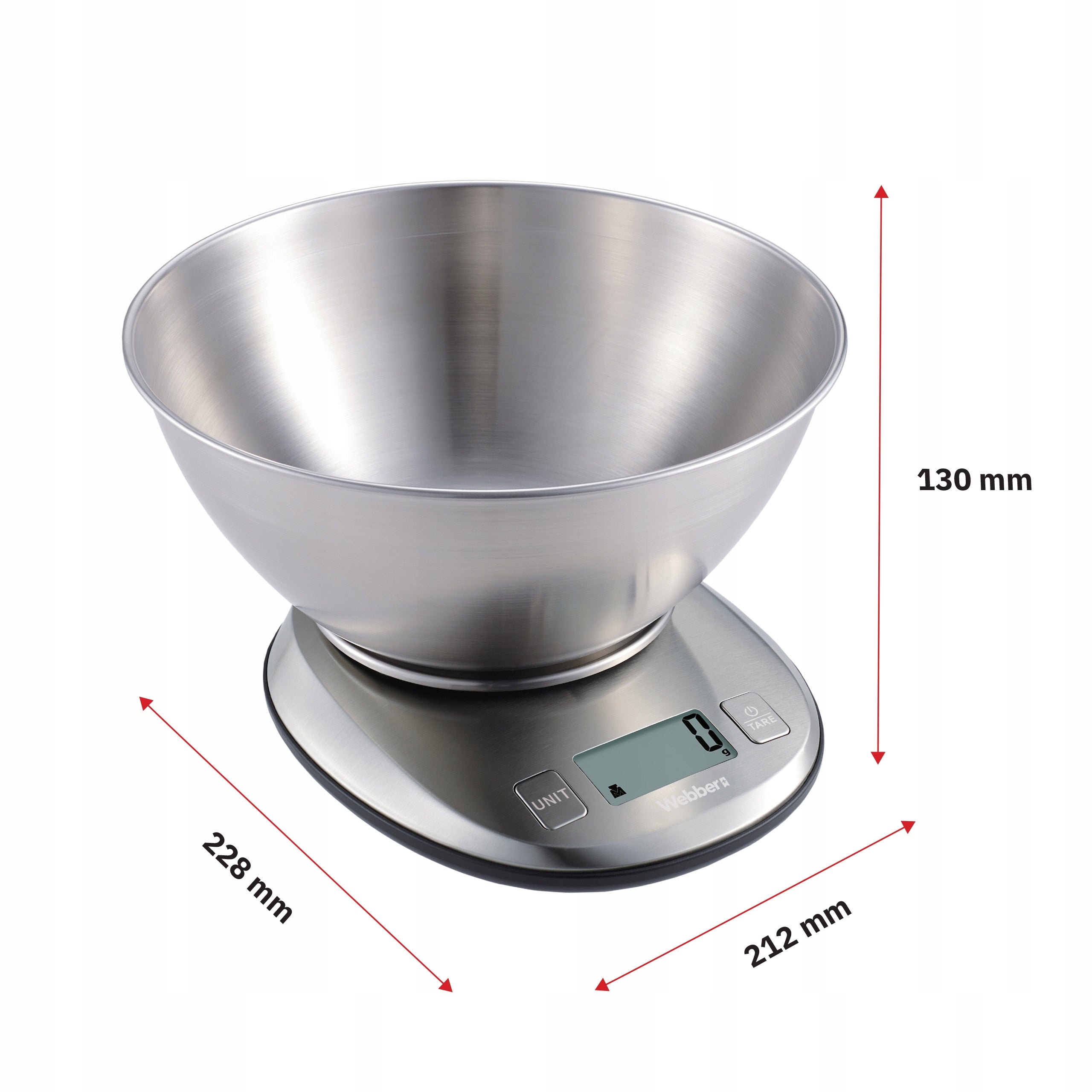 Kitchen scale WEBBER EK4390 INOX stainless steel LCD 5kg 1g tare bowl Dominant color silver/gray